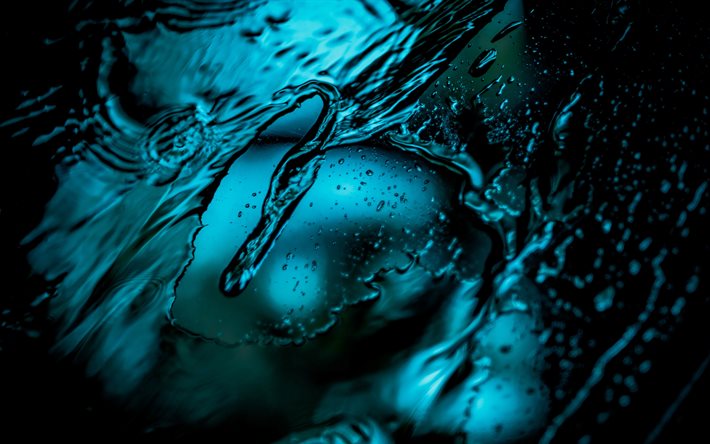 texturas de agua, 4k, fondos de agua azul, texturas de ondas, patrones de agua ondulada, texturas naturales, fondo con agua