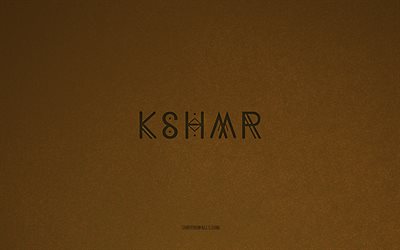 kshmr-logo, 4k, musiklogos, kshmr-emblem, braune steinstruktur, kshmr, musikmarken, kshmr-schild, brauner steinhintergrund, niles hollowell-dhar