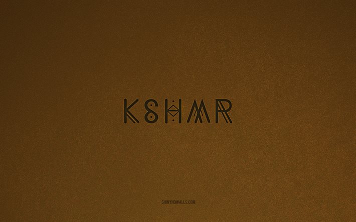 logotipo de kshmr, 4k, logotipos de música, emblema de kshmr, textura de piedra marrón, kshmr, marcas de música, signo de kshmr, fondo de piedra marrón, niles hollowell-dhar
