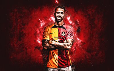 Sergio Oliveira, Galatasaray, Portuguese footballer, midfielder, burgundy stone background, football, Turkey, Sergio Miguel Relvas de Oliveira