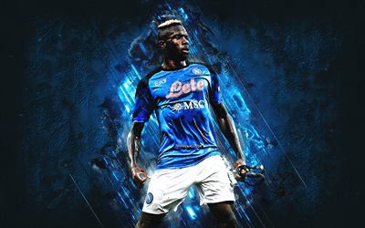 victor osimhen, napoli, calciatore nigeriano, serie a, italia, ssc napoli, sfondo pietra blu, osimhen napoli