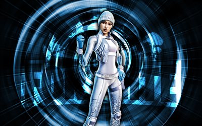 frost squad, 4k, sfondo astratto blu, fortnite, raggi astratti, skin frost squad, skin fortnite frost squad, personaggi fortnite, frost squad fortnite