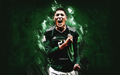 Edson Alvarez, Mexico national football team, Mexican football player, green stone background, football, Mexico, grunge art