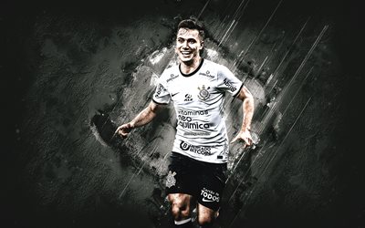Lucas Piton, Corinthians, Brazilian soccer player, portrait, white stone background, Serie A, Brazil, football