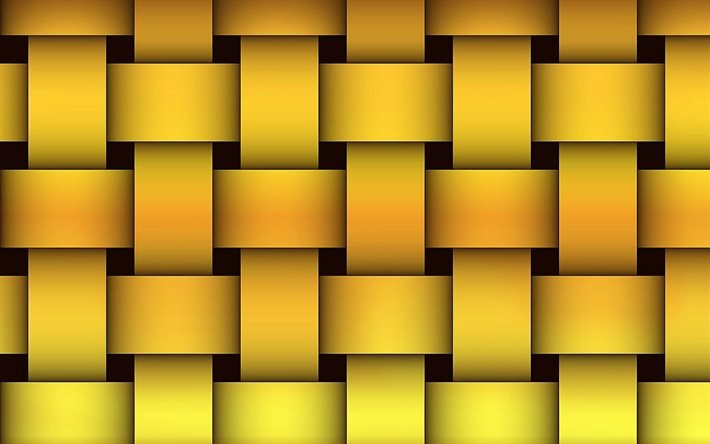 yellow wickerwork background, 3D textures, weaving textures, 3D backgrounds, wickerwork textures, vector textures, wooden weaving backgrounds, interweaving patterns, wickerwork, wickerwork backgrounds