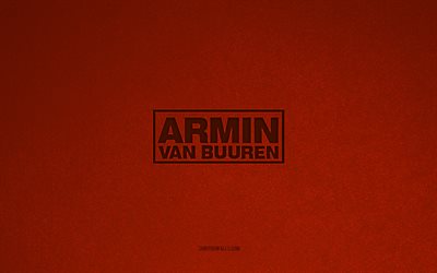 Armin van Buuren logo, 4k, music logos, Armin van Buuren emblem, orange stone texture, Armin van Buuren, music brands, Armin van Buurensign, orange stone background