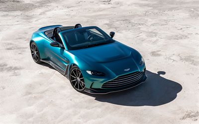 2023, Aston Martin V12 Vantage Roadster, 4k, top view, exterior, green roadster, green Aston Martin Vantage, supercar, British sports cars, Aston Martin