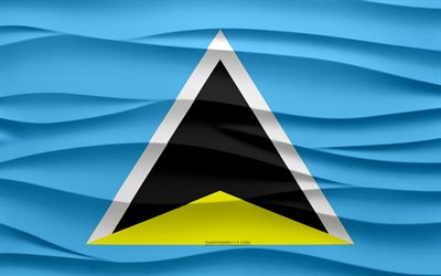 4k, Flag of Saint Lucia, 3d waves plaster background, Saint Lucia flag, 3d waves texture, Saint Lucia national symbols, Day of Saint Lucia, Saint Lucia, North America