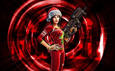 ジョリージャマー, 4k, 赤の抽象的な背景, フォートナイト, 抽象的な光線, ジョリージャマースキン, fortnite jolly jammer スキン, フォートナイトのキャラクター, ジョリージャマーフォートナイト