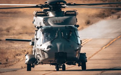 4k, NHI NH90, NATO Frigate Helicopter, military helicopters, German Navy, NATO, military aviation, Bundeswehr, NHIndustries NH90, German Army, Eurocopter