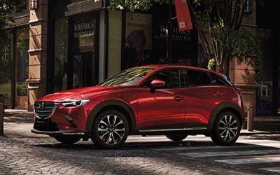 2022, Mazda CX-3, 4k, side view, exterior, DK5, red Mazda CX-3, compact crossover, new CX-3 2022, japanese cars, Mazda