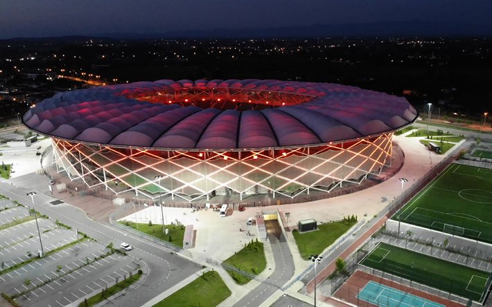 4k, nuevo estadio sakarya ataturk, noche, nuevo estadio sakarya, estadio sakaryaspor, sakarya, turquía, turco estadio de fútbol, sakaryaspor