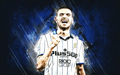 Merih Demiral, Atalanta, Turkish footballer, Serie A, Italy, football, blue stone background