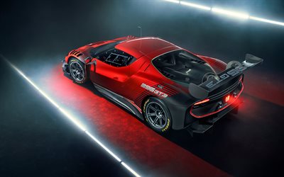 2023, Ferrari 296 GT3, 4k, aerial view, exterior, racing car, red Ferrari 296, Ferrari 296 tuning, supercar, top view, Italian sports cars, Ferrari