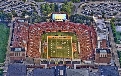 Memorial Stadium, aerial view, Champaign, Illinois, Illinois Fighting Illini Stadium, NCAA, american football stadium, USA, Illinois Fighting Illini, University of Illinois Urbana-Champaign