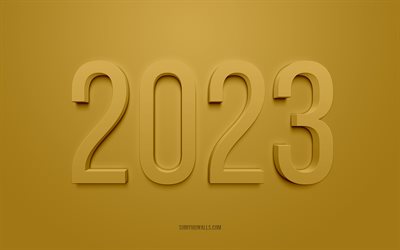 2023 fond 3d doré, 4k, bonne année 2023, fond doré, concepts 2023, contexte 2023