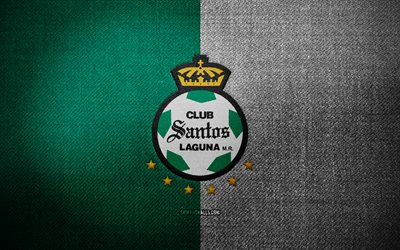 Santos Laguna badge, 4k, green white fabric background, Liga MX, Santos Laguna logo, Santos Laguna emblem, sports logo, mexican football club, Santos Laguna, soccer, football, Santos Laguna FC
