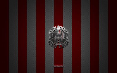 شعار أتليتيكو سان لويس, فريق كرة القدم المكسيكي, liga mx, أحمر أبيض الكربون الخلفية, شعار أتلتيكو سان لويس, كرة القدم, أتلتيكو سان لويس, المكسيك, شعار أتلتيكو سان لويس المعدني الفضي