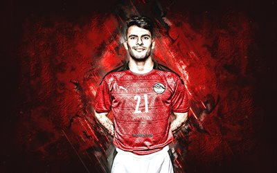 Ahmed Sayed, Zizo, Egypt national football team, portrait, red stone background, Egyptian footballer, Egypt, football
