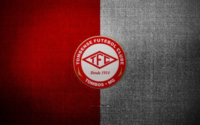 Tombense FC badge, 4k, red white fabric background, Brazilian Serie B, Tombense FC logo, Tombense FC emblem, sports logo, Brazilian football club, Tombense, soccer, football, Ponte Preta FC