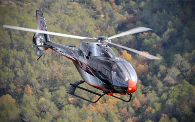 4k, Airbus EC120 Colibri, flying helicopters, civil aviation, gray helicopter, aviation, Airbus, pictures with helicopter, EC120 Colibri