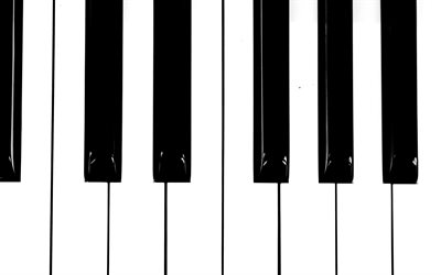4k, touches de piano, fond noir blanc, instruments de musique, arrière-plans musicaux, piano, textures musicales