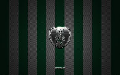 logo der irischen fußballnationalmannschaft, uefa, europa, grün-weißer karbonhintergrund, emblem der irischen fußballnationalmannschaft, fußball, irische fußballnationalmannschaft, irland
