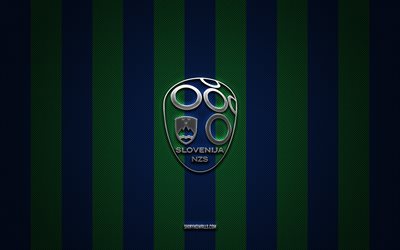 Slovenia national football team logo, UEFA, Europe, turquoise carbon background, Slovenia national football team emblem, football, Slovenia national football team, Slovenia