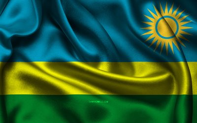 bandera de ruanda, 4k, países africanos, banderas de raso, día de ruanda, banderas onduladas de raso, símbolos nacionales de ruanda, áfrica, ruanda