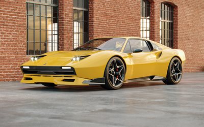 2022, Maggiore GranTurismo, 4k, front view, exterior, yellow sports coupe, sports cars, Ferrari 288 GTO, tuning, Maggiore