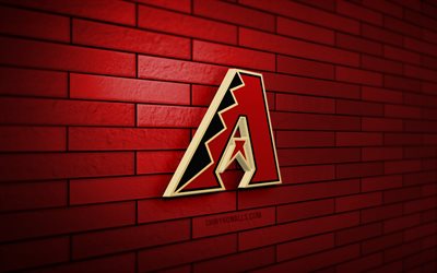 logo 3d des diamondbacks de l arizona, 4k, mur de brique rouge, mlb, baseball, logo des diamondbacks de l arizona, équipe de baseball américaine, logo sportif, diamondbacks de l arizona