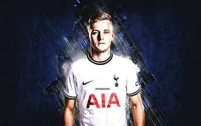 Harvey White, Tottenham Hotspur, portrait, blue stone background, Premier League, England, football, Harvey David White