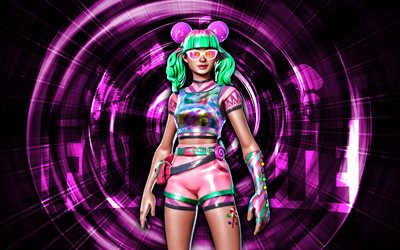 tropical punch zoey, 4k, roxo resumo de fundo, fortnite, resumo raios, tropical punch zoey skin, fortnite tropical punch zoey skin, personagens de fortnite, tropical punch zoey fortnite