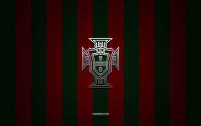 Portugal national football team logo, UEFA, Europe, red green carbon background, Portugal national football team emblem, football, Portugal national football team, Portugal