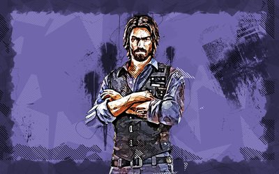 4k, Andrew, grunge art, Garena Free Fire, creative, Andrew Skin, blue grunge background, Garena Free Fire characters, Andrew Free Fire