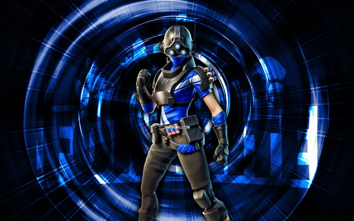 ثلاثية, 4k, الأزرق، جرد، الخلفية, فورتنايت, أشعة مجردة, ثلاثية الجلد, fortnite ثلاثية الجلد, شخصيات fortnite, ثلاثية fortnite