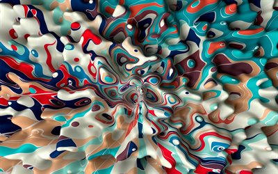4k, colorful 3D waves, 3D textures, artwork, colorful wavy backgrounds, 3D waves textures, creative, colroful backgrounds, 3D waves patterns, waves textures