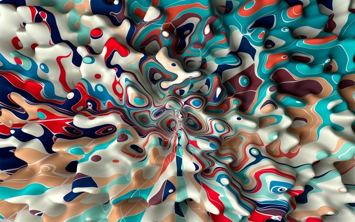 4k, renkli 3d dalgalar, 3b dokular, sanat eseri, renkli dalgalı arka planlar, 3d dalgalar dokular, yaratıcı, renkli arka planlar, 3d dalga desenleri, dalgalar dokular