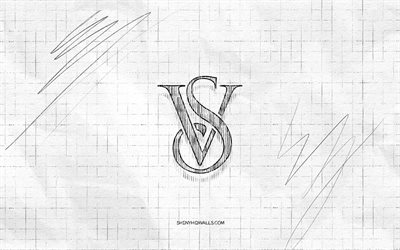 Victorias Secret sketch logo, 4K, checkered paper background, Victorias Secret black logo, brands, logo sketches, Victorias Secret logo, pencil drawing, Victorias Secret