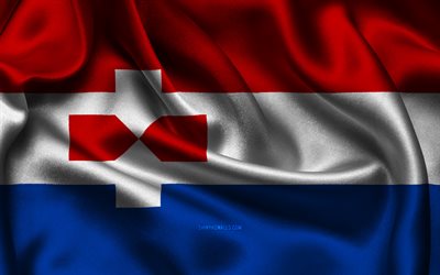 drapeau zaanstad, 4k, villes néerlandaises, drapeaux de satin, jour de zaanstad, drapeau de zaanstad, drapeaux de satin ondulés, villes de pays bas, zaanstad, pays bas