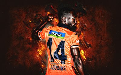 azubuike okechukwu, istanbul basaksehir, portrait, footballeur nigérian, fond de pierre orange, turquie, football, basaksehir