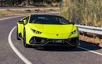 Lamborghini Huracan EVO, 4k, highway, 2022 cars, AU-spec, LB724, Yellow Lamborghini Huracan, 2022 Lamborghini Huracan, italian cars, Lamborghini