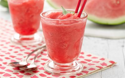 4k, watermelon smoothie, watermelon fresh, summer drinks, watermelon, smoothie, fruit smoothie, red smoothie