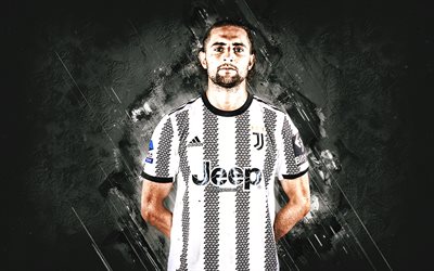 Adrien Rabiot, Juventus FC, French soccer player, midfielder, white stone background, Serie A, Italy, football, Rabiot Juve