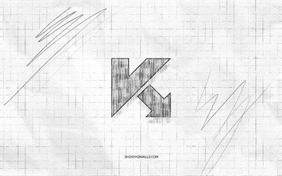 logo de croquis kaspersky, 4k, fond de papier à carreaux, logo noir kaspersky, antivirus, croquis de logo, logo kaspersky, dessin au crayon, kaspersky