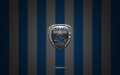 logo de l équipe nationale de football d israël, uefa, europe, fond bleu carbone blanc, emblème de l équipe nationale de football d israël, football, équipe nationale de football d israël, israël