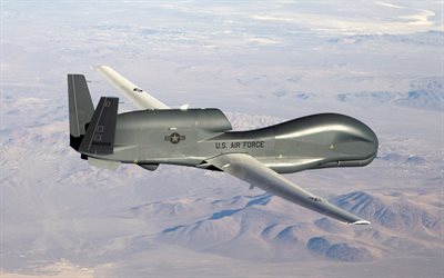 4k, RQ-4 Global Hawk, US Air Force, UAV, American reconnaissance unmanned aerial vehicle, UCAV, RQ-4, drone, Unmanned combat aerial vehicle, Northrop Grumman
