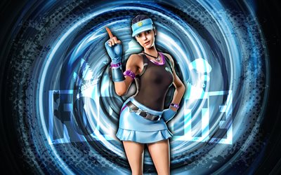 4k, volley girl, fortnite, sfondo a spirale blu grunge, fortnite volley girl skin, volley girl fortnite personaggio, volley girl fortnite, personaggi fortnite, grunge art, volley girl skin