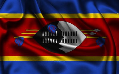 bandera de esuatini, 4k, países africanos, banderas de satén, bandera de eswatini, día de eswatini, banderas de satén onduladas, símbolos nacionales de eswatini, áfrica, eswatini