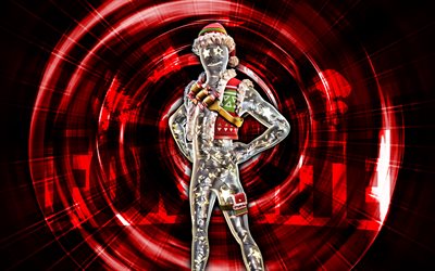 Blinky, 4k, red abstract background, Fortnite, abstract rays, Blinky Skin, Fortnite Blinky Skin, Fortnite characters, Blinky Fortnite